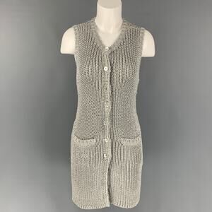 RALPH LAUREN Black Label Size S Silver Acetate Blend Knitted Vest